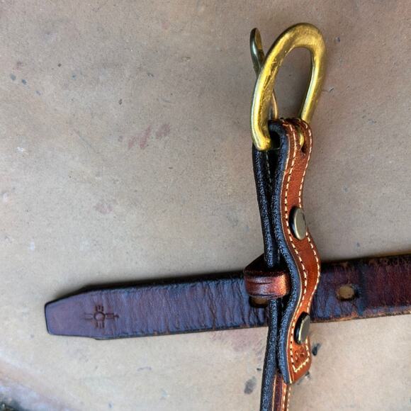 Vintage Braided Leather Belt w/ Brass Buckle – Southwest Stamp – ¾” - Picture 6 of 6